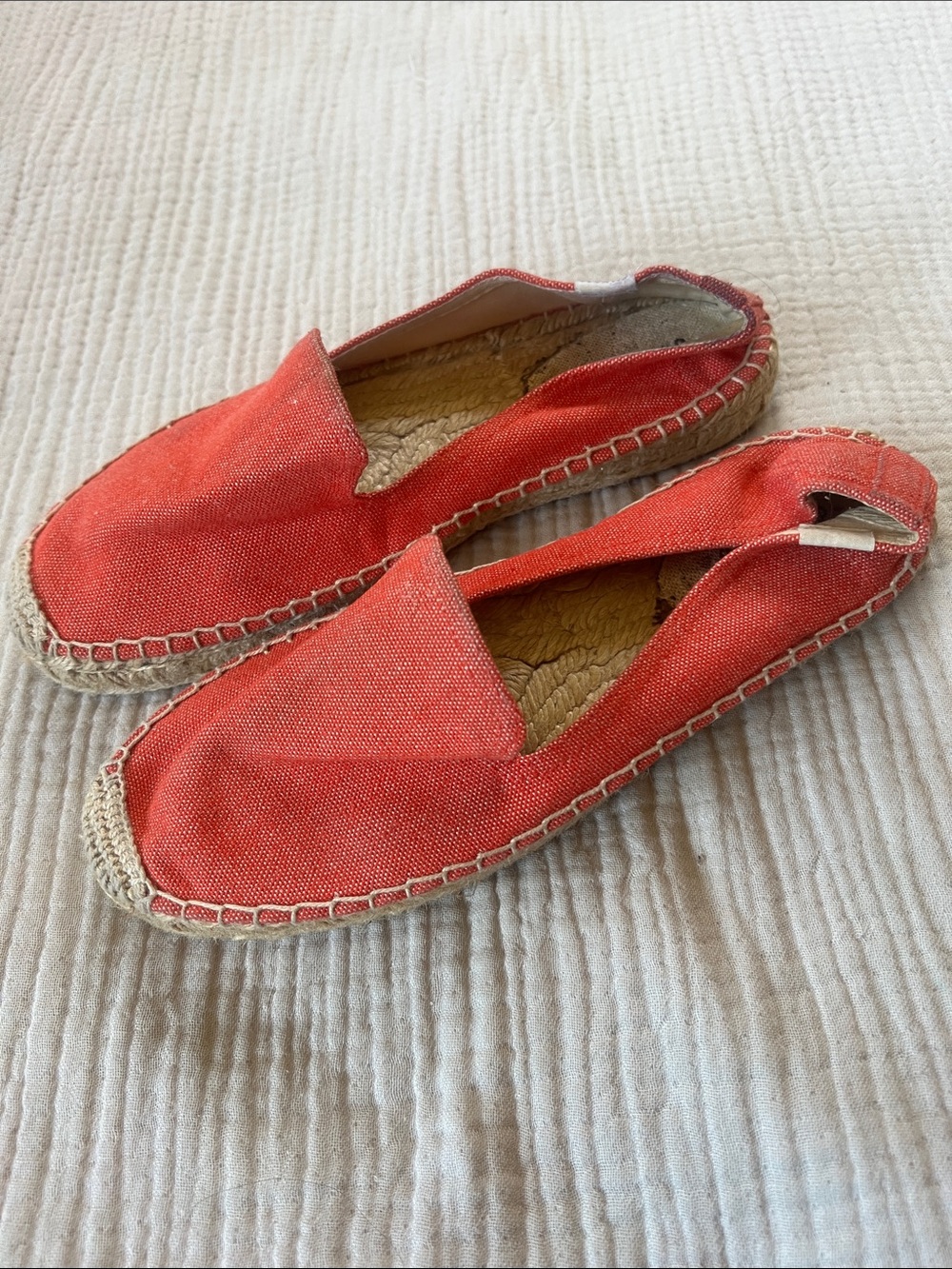 Soludos Women’s Casual Canvas Espadrilles — Coral Red , flats
